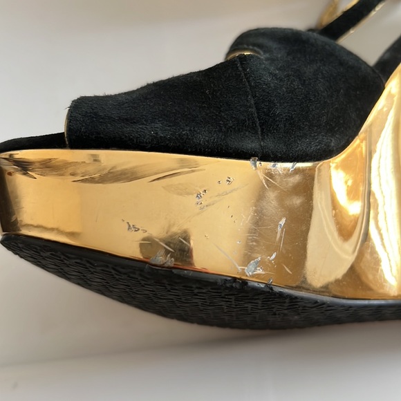 Michael Kors Gold and Black Suede Heels Size 6 - Picture 3 of 6